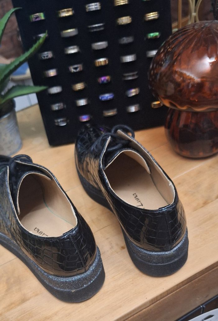 Mocassin / derbie noir crocro verni P36 ana luna - photo numéro 4