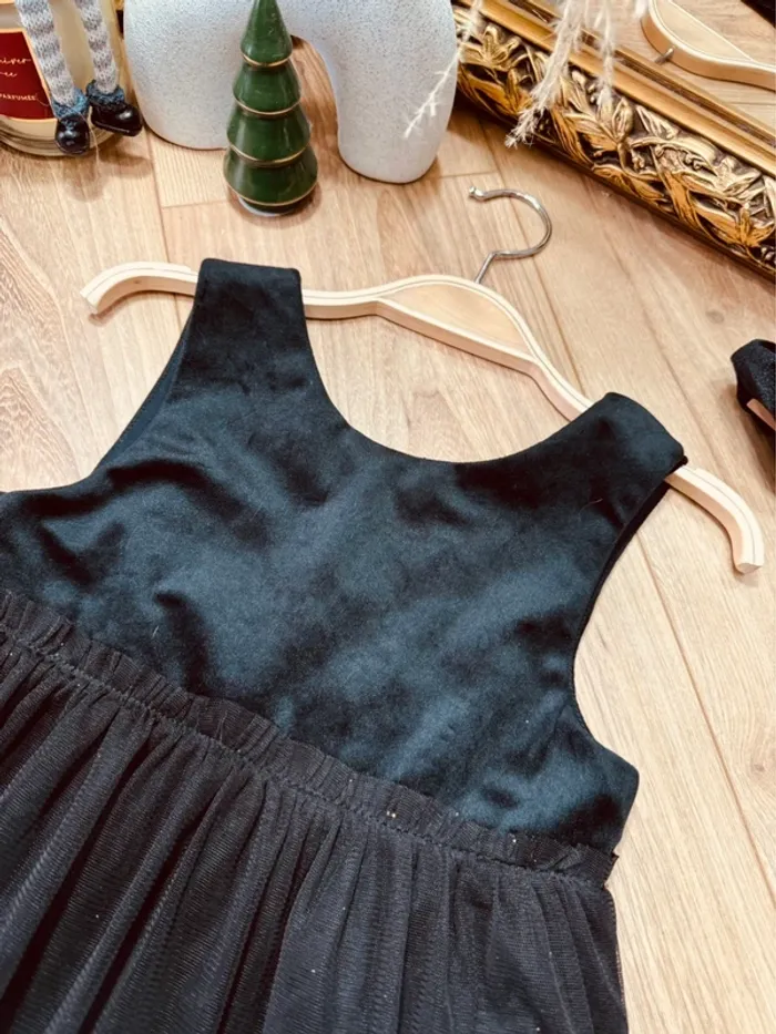 Taille 7 ans robe Noël fille Vertbaudet noir * velours tulle * 🎄 - photo numéro 2