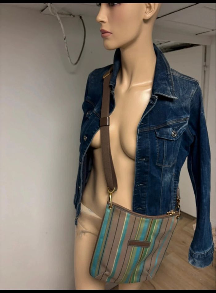 Sac bandoulière Longchamp authentique – Vert turquoise & marron - photo numéro 11