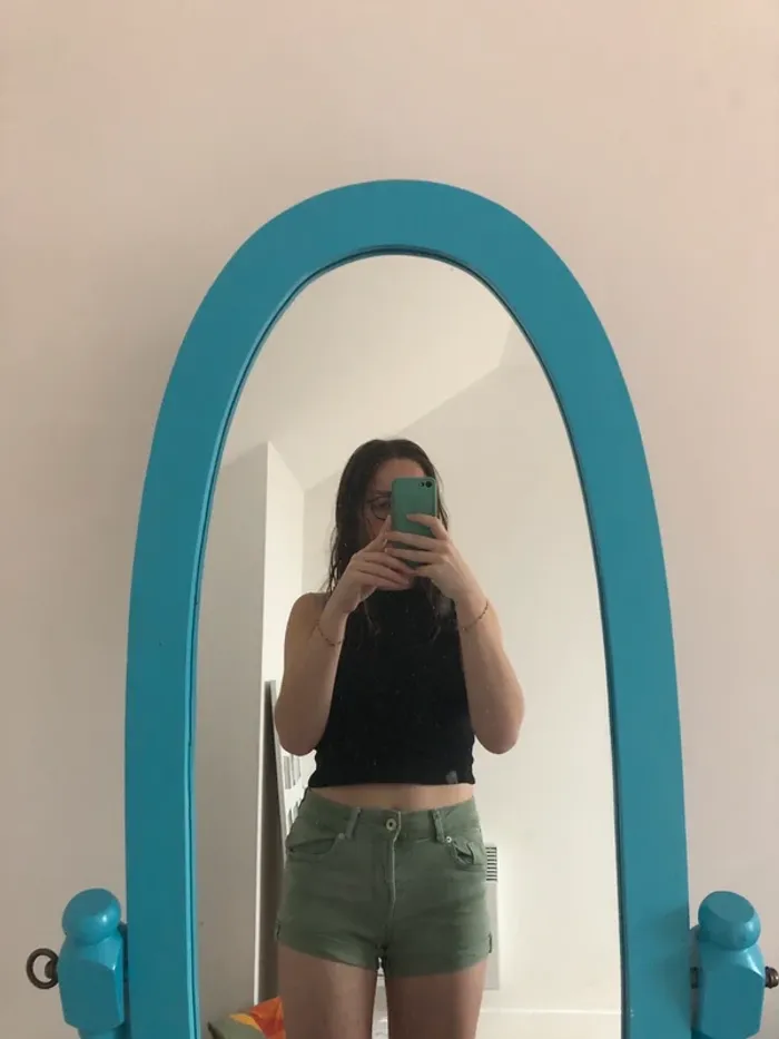Short en jean vert