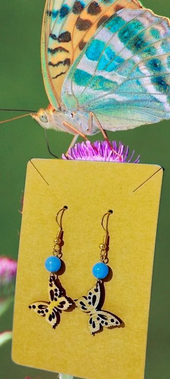 Boucles d'oreilles en Aigue-Marine et bois Palo Santo