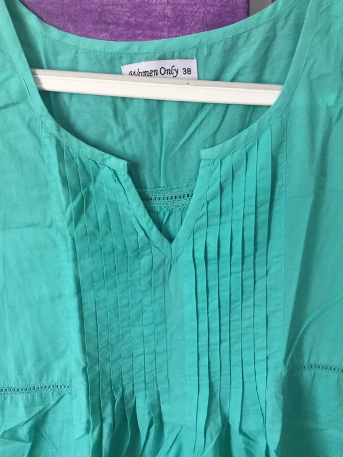 Blouse chemise verte sans manches T38 - photo numéro 3