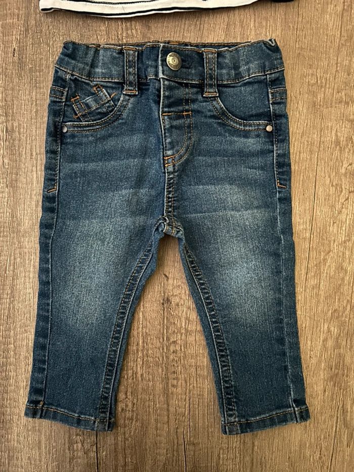 Ensemble jean t-shirt manches longues 9 mois - photo numéro 2