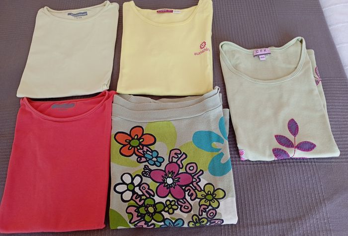 T-shirt Fille Été Fruits - Gris, 13-14 Ans, Col Ras-du-Cou - Très Bon État
