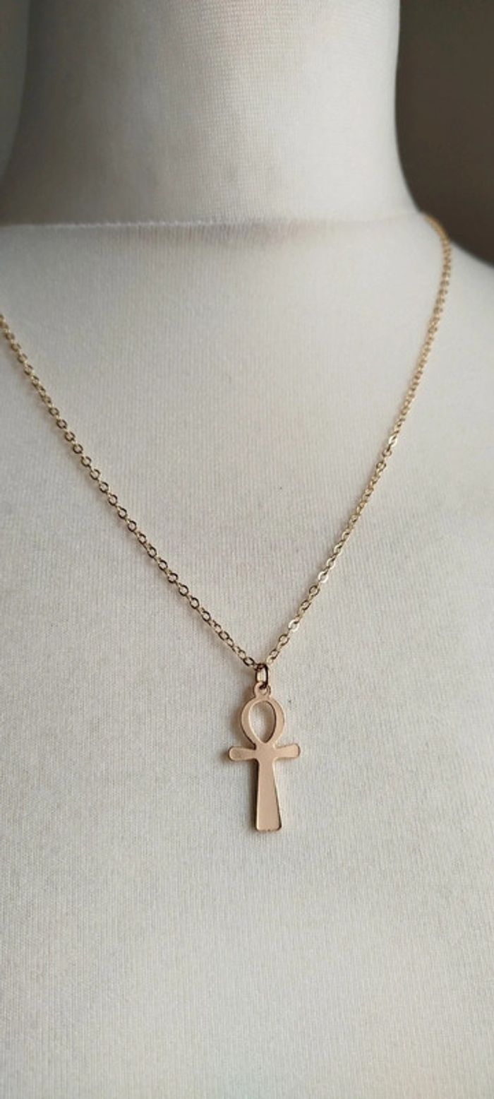 Collier p/Or 24 carats croix de Ankh Égyptienne - photo numéro 2