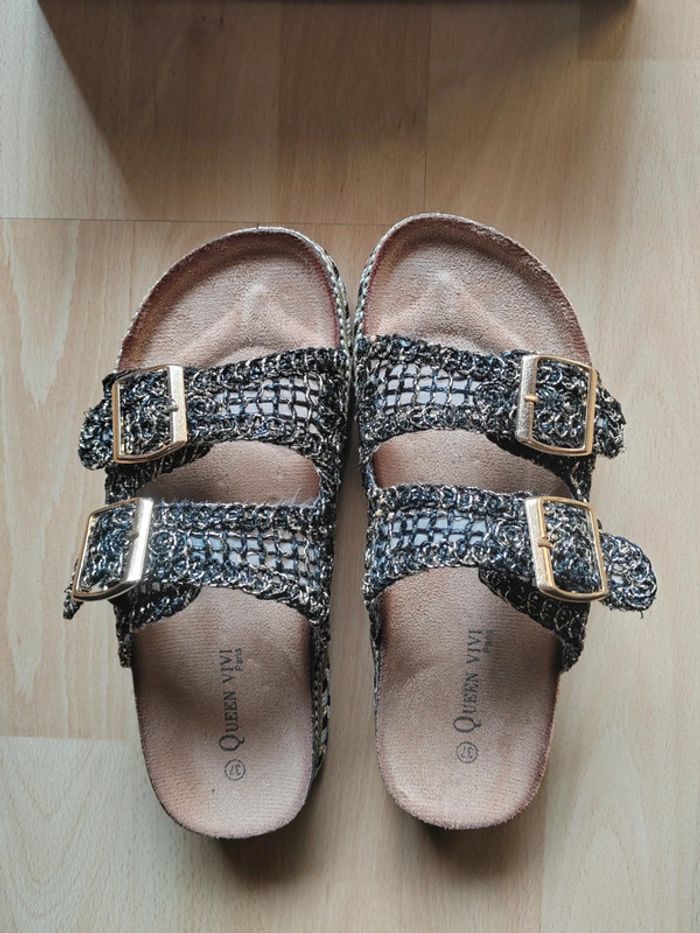 Mules confort noir doré taille 37