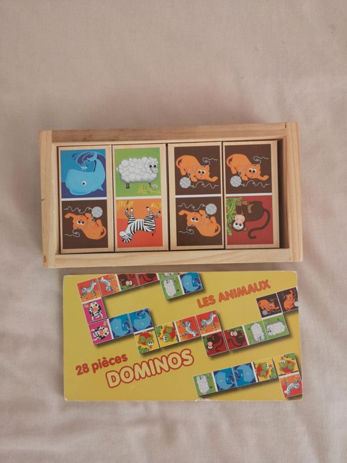 Jeu de domino en bois des animaux