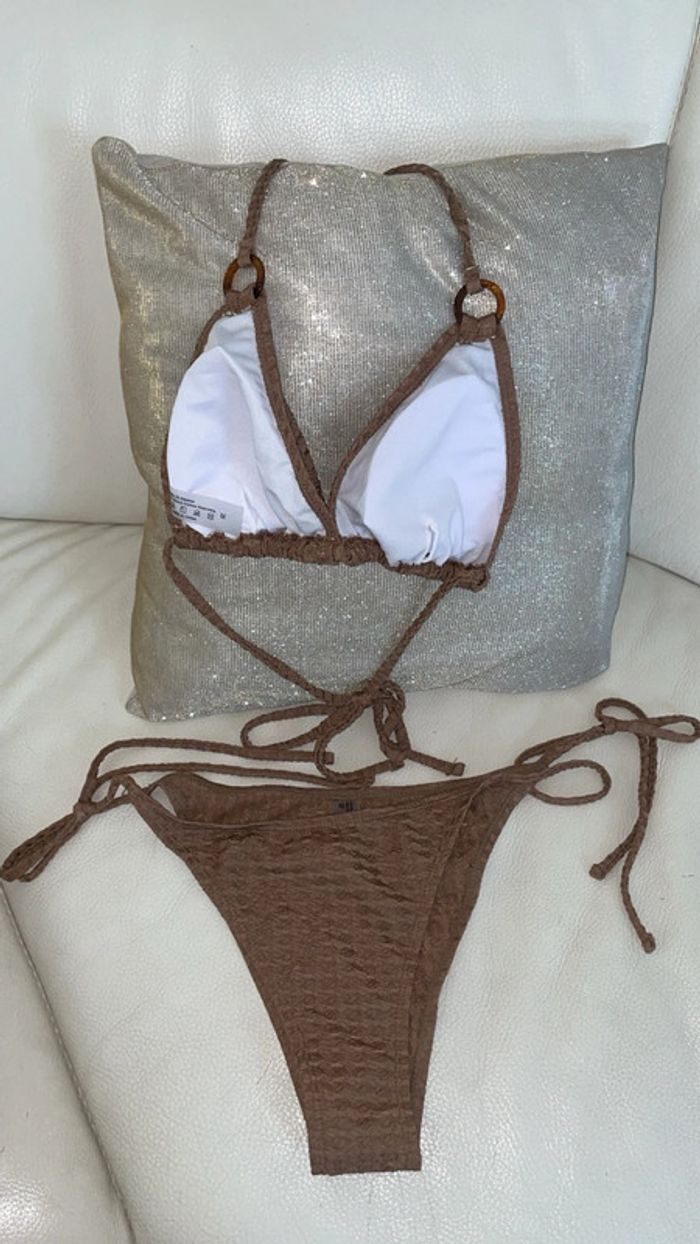 Maillot de bain bikini texturé marron Shein Neuf - Taille M - photo numéro 2