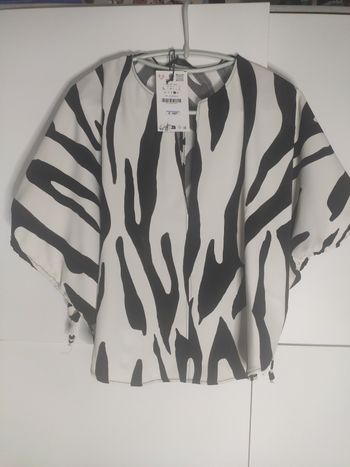 Zara top blouse chemisier zèbre L