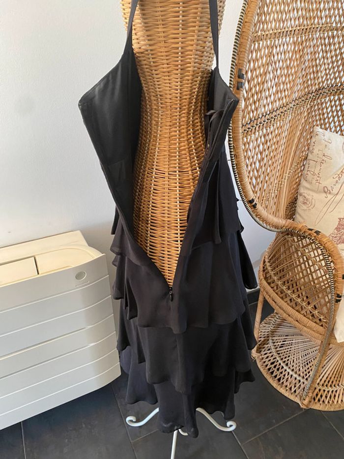 Robe 123 noire à volants 100% soie taille 38 - photo numéro 6