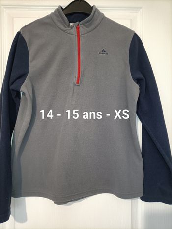 Pull polaire ski gris bleu 14 ans Quechua 