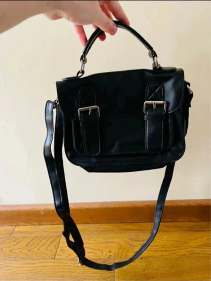 Sublime Sac à main en bandoulière noir mini cartable à boucle et poignée - photo numéro 2