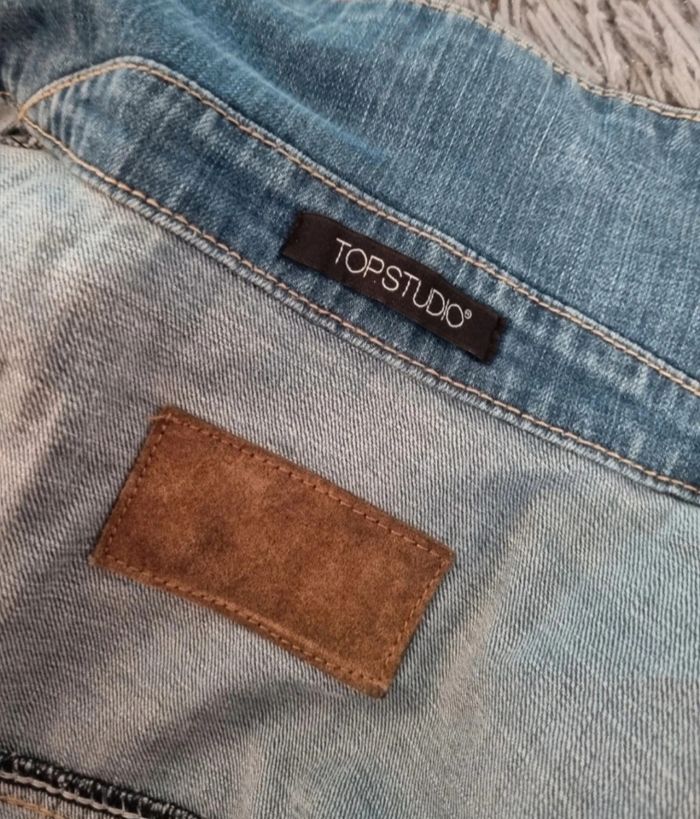 Veste en jean effet usé taille S - photo numéro 6