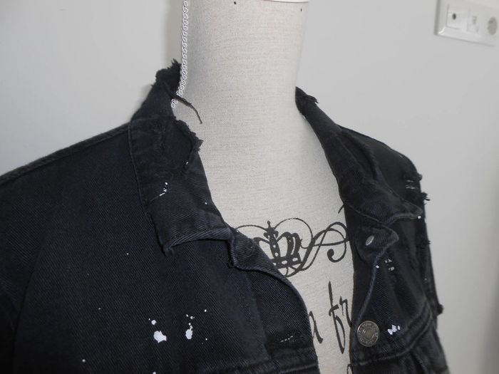 Veste en jean longue rock noir - photo numéro 5