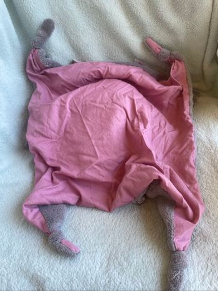 Doudou plat cheval gris rose fleurs - photo numéro 3