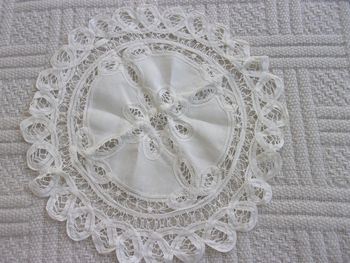 napperon blanc rond diamètre 35 cm