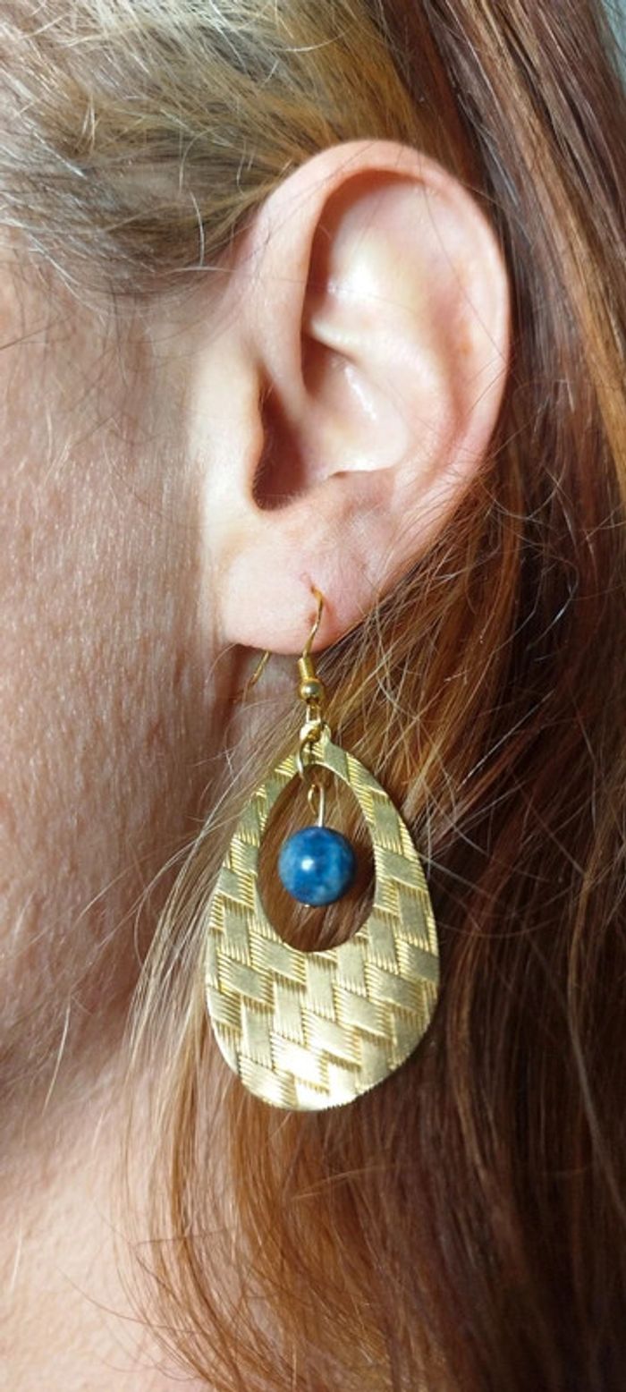 Boucles d'oreilles en lapis-lazuli. - photo numéro 2