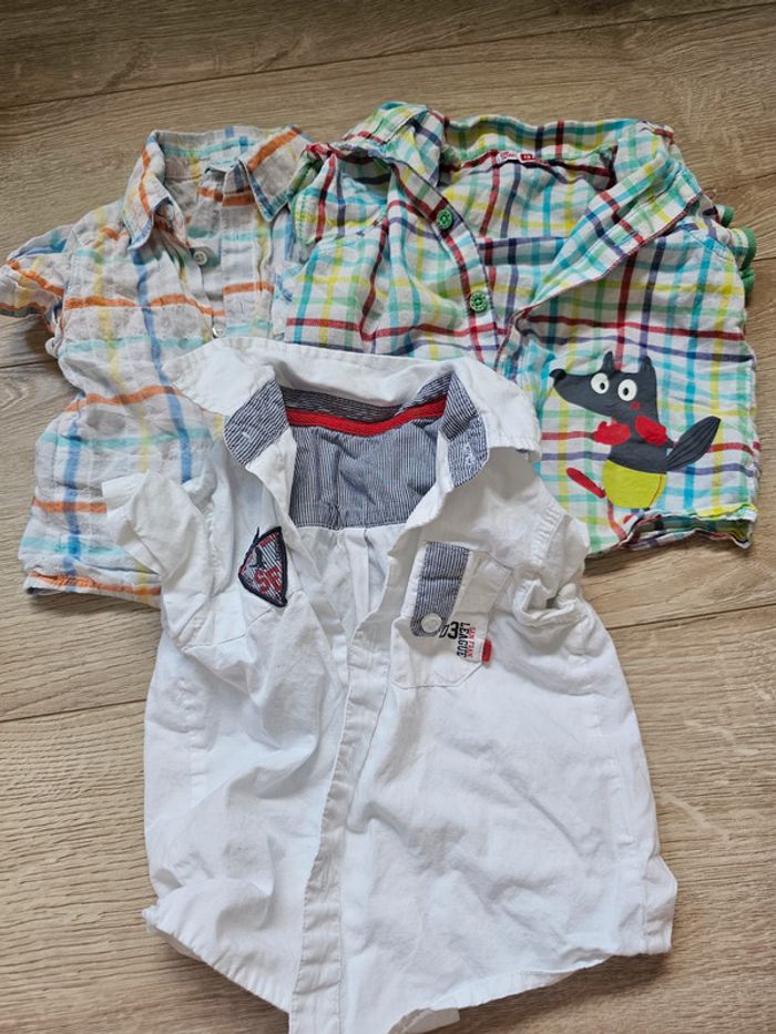 Lot 3 chemises manches  courtes 12 mois