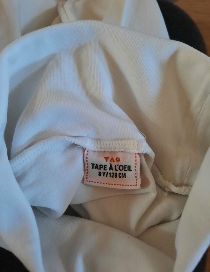 T shirt/sous pull à col roulé blanc TAO 8 ans - photo numéro 4