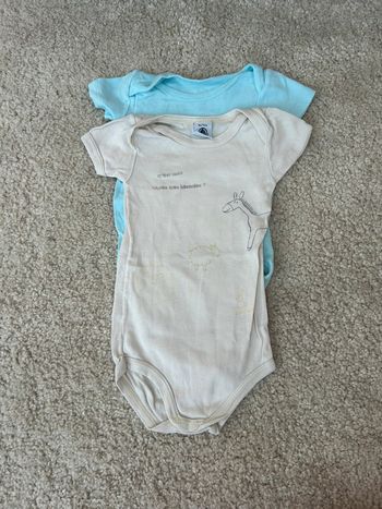 Lot de 2 bodies à manches courtes mixte  / 9 mois - petit bateau et tex