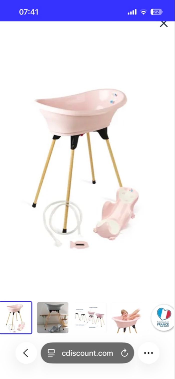 Baignoire sur pieds rose thermo baby parfait état - photo numéro 3