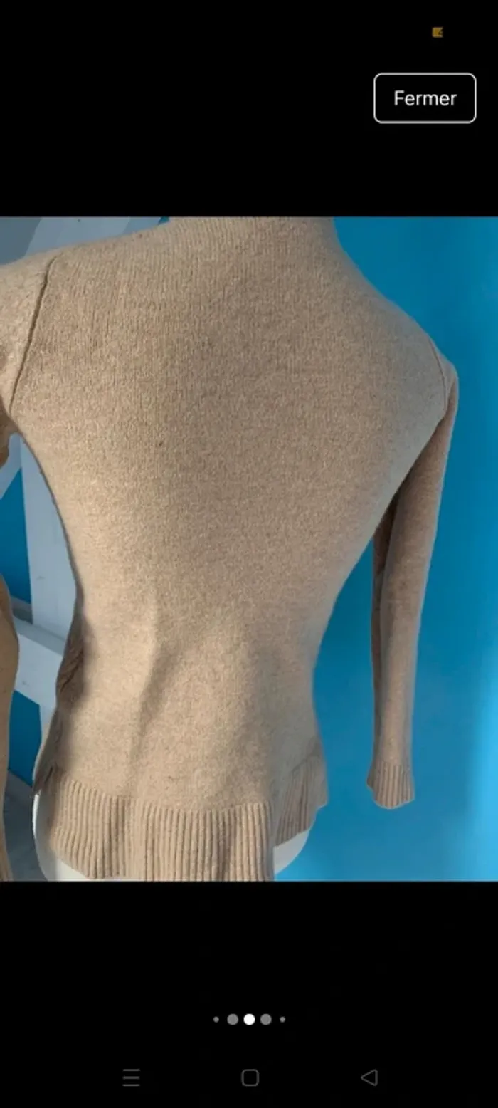 Pull col V cintré beige "Tommy Hilfiger" - photo numéro 2