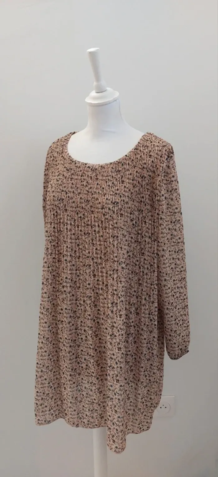 Robe manches longues en mousseline plissée à fleurs 42 - photo numéro 3