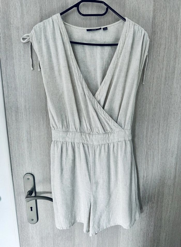 Combinaison short en lin sans manches beige taille S 34 36 Kiabi