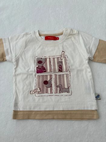 Tee shirt blanc et beige chien 3 mois