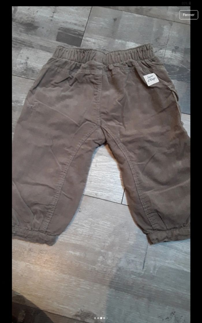 Ensemble pantalon velours marron et haut manche longue fleurie - photo numéro 3