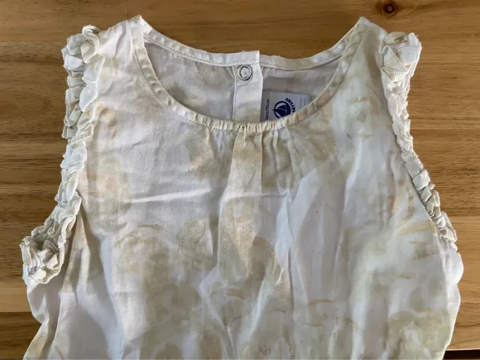 Très belle robe petit bateau crème fleur beige - photo numéro 2