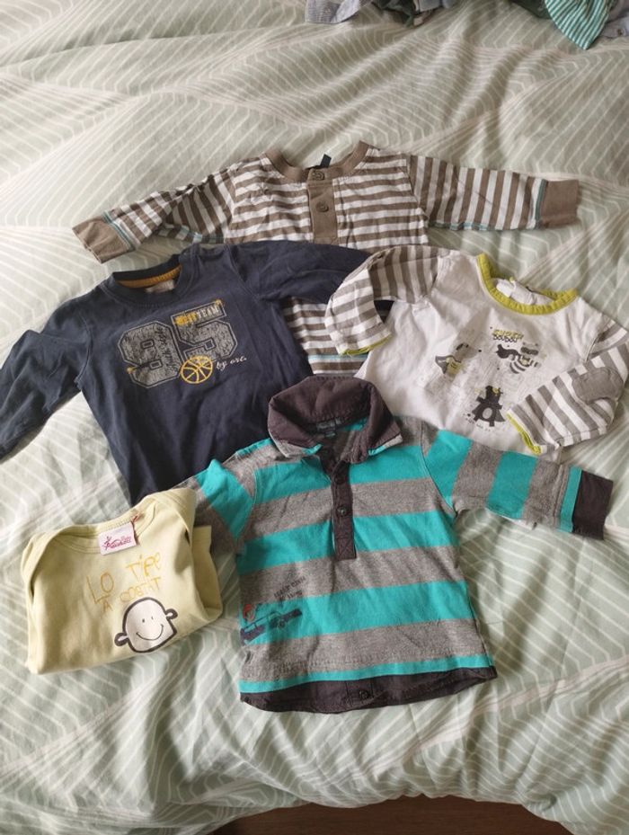 Lot de 4 tee-shirts et polos manches longues + 1 offert - 6 mois