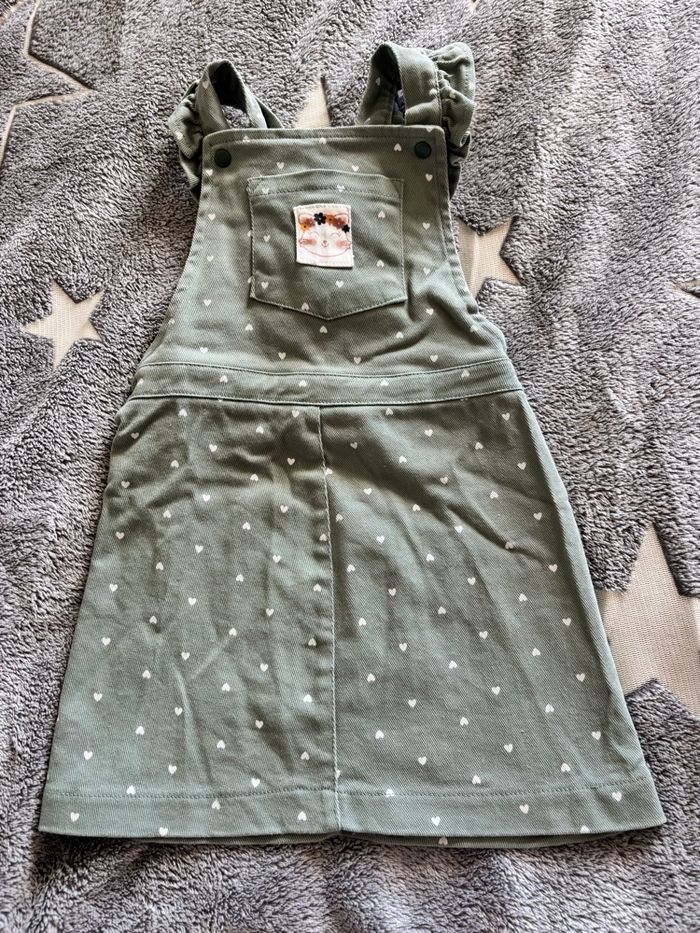 Ensemble robe à cœurs vert sauge t-shirt manches longues 36 mois mes petits cailloux - photo numéro 3