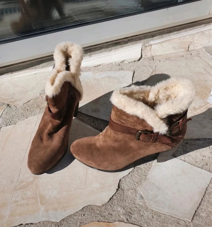 Bottines en cuir fourrées laureana pointure 41 - photo numéro 2