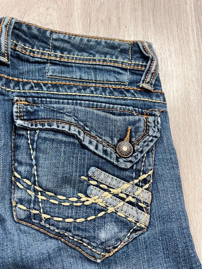Short en jean vintage femme S – bleu avec poches brodées - photo numéro 8