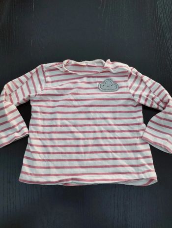 Tee-shirt marinière corail et blanc Zara 12-18 mois