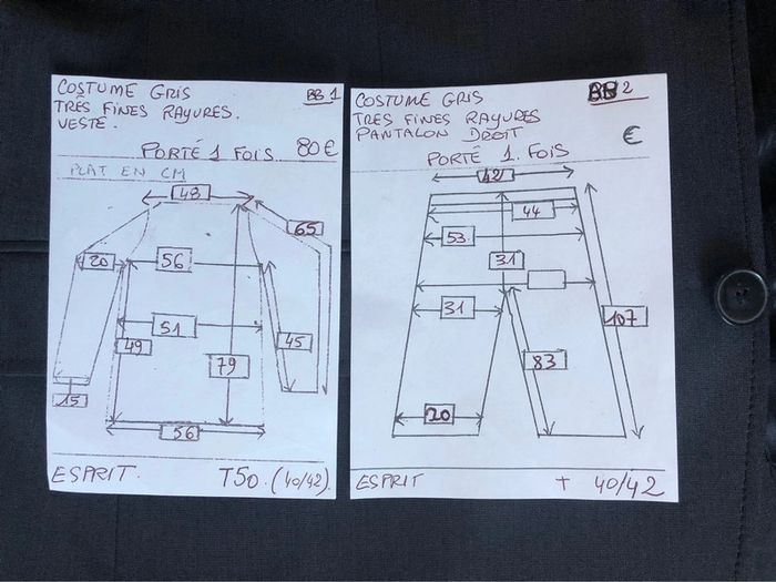 Costume « esprit » fit gris à rayures très fines T 50(40/42) porté 1 fois - photo numéro 19