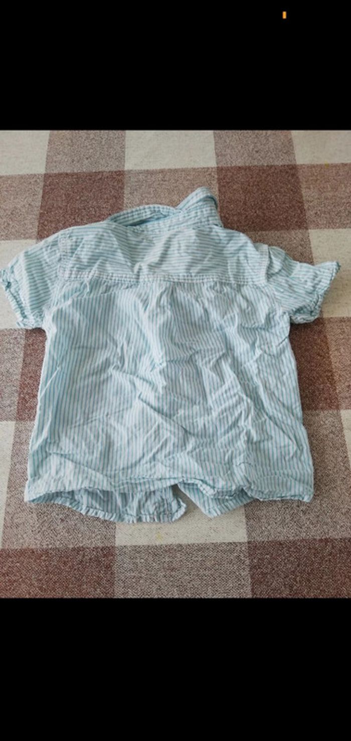 Chemise manches courtes blanc/turquoise Tex 12 mois - photo numéro 3