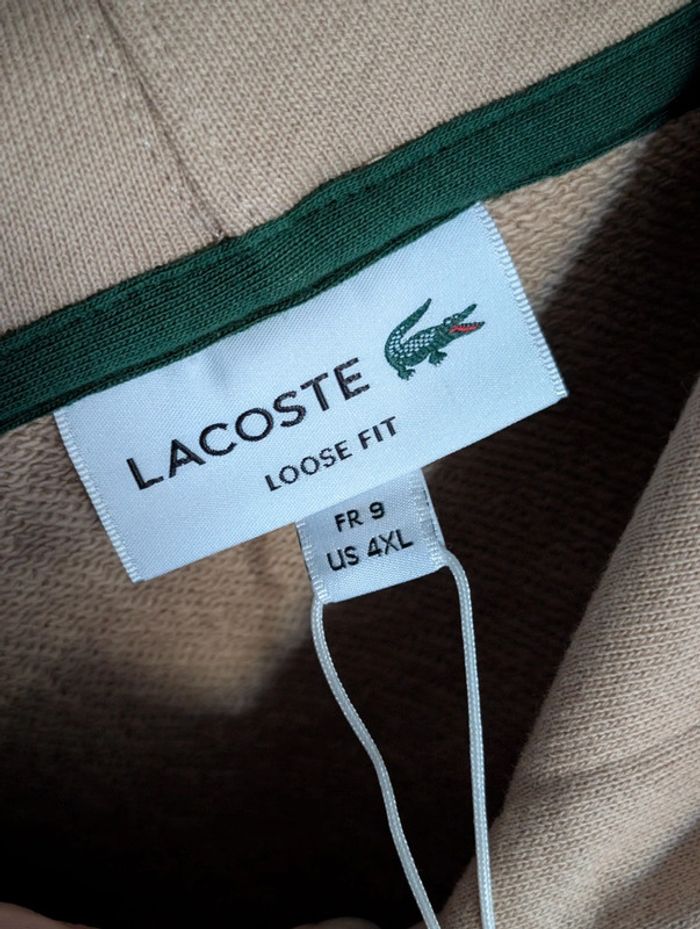 Sweat beige à capuche Lacoste 4XL neuf - photo numéro 8