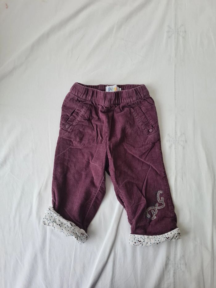 Pantalon en velours doublé 12 mois