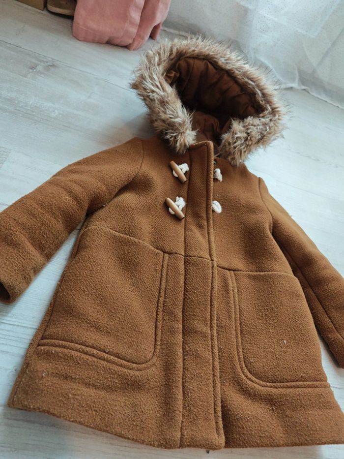 Duffle-coat à capuche en drap de laine fille 3 ans - photo numéro 2