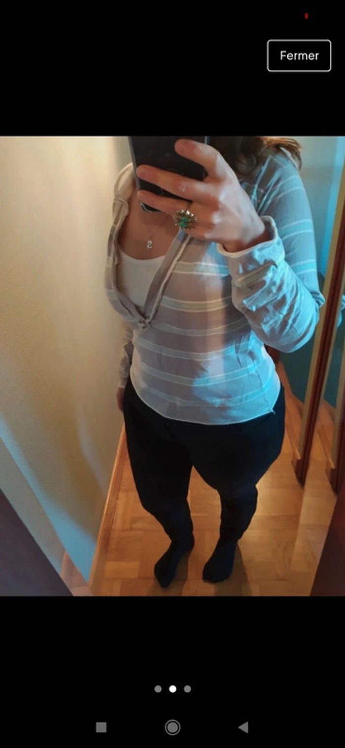 Polo à manches longues façon rugby taille L gris argenté - photo numéro 2