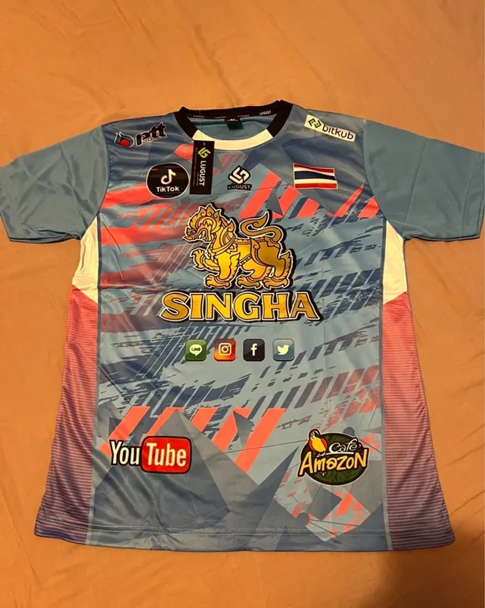 🔵 Maillot Thaïlandais 🇹🇭 SINGHA – bleu – taille L – neuf avec étiquette