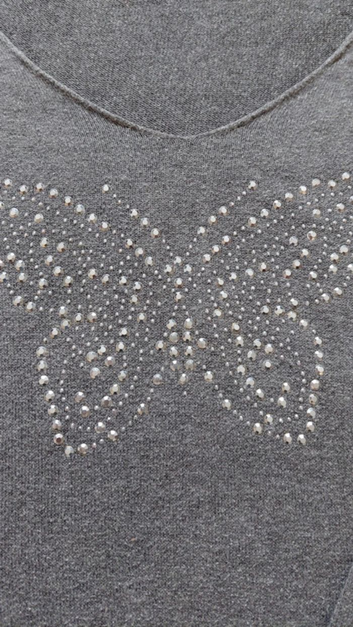 Pull papillon strass cache cache taille o - photo numéro 2