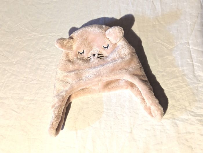 Bonnet Cache Oreilles Visage Chat Dort Oreilles Scratch Vêtement Accessoire Petits Enfants Bébés - photo numéro 1
