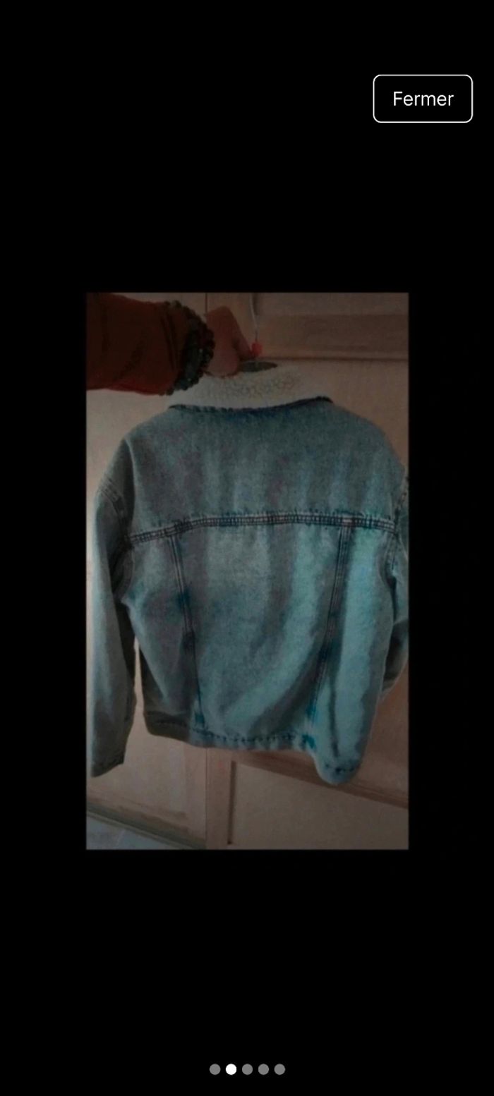 Veste en jean doublée femme taille xs 34 Kiabi bleue - photo numéro 2