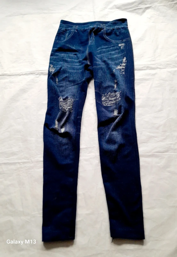 Legging femme motif jean délavé taille S