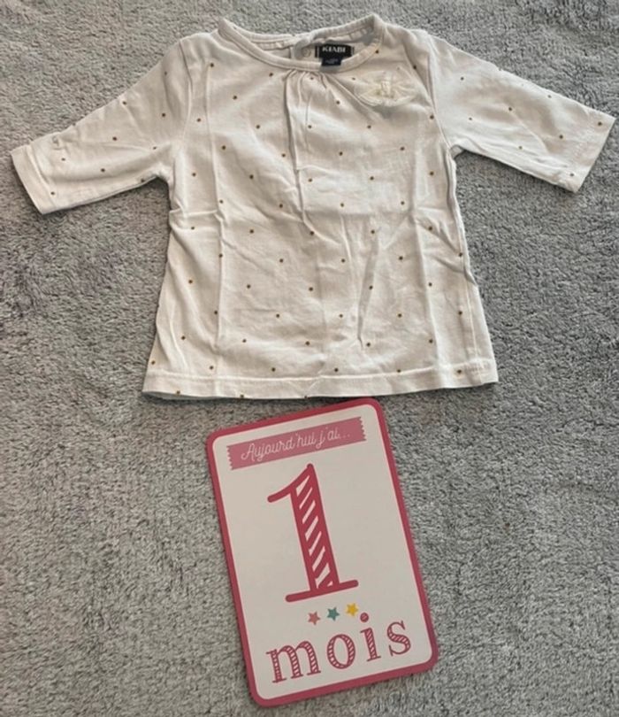 Tee shirt manches longues fille, 1 mois