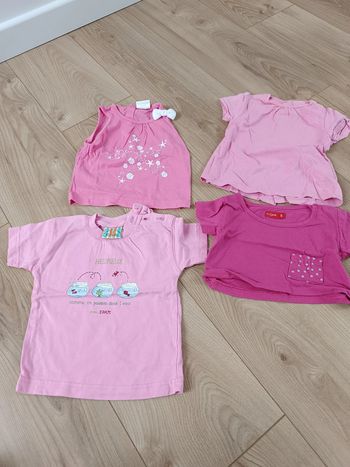 Lot de 4 t-shirts rose 6 mois fille