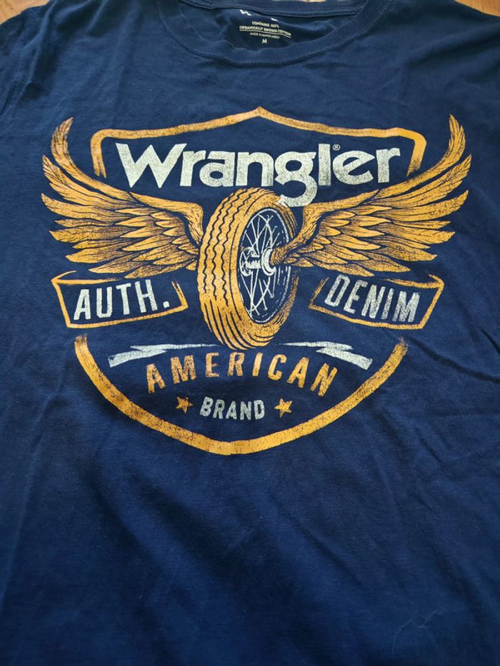 T-shirt Wrangler bleu homme 🇺🇸 Authentique style vintage, taille M - photo numéro 2